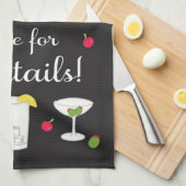 Tijd voor Classic Retro Drinken Black voor Cocktai Theedoek (Quarter Fold)