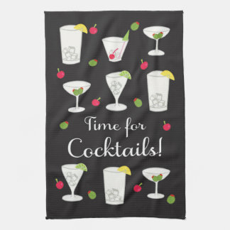 Tijd voor Classic Retro Drinken Black voor Cocktai Theedoek
