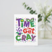 Tijd voor Cray Crawfish Mardi Gras Briefkaart (Staand voorkant)