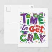 Tijd voor Cray Crawfish Mardi Gras Briefkaart (Voorkant / Achterkant)