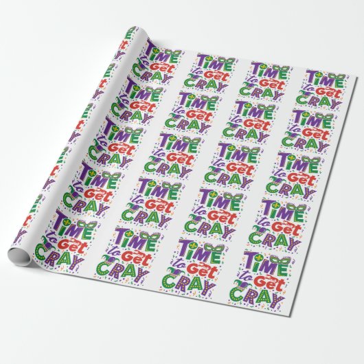 Tijd voor Cray Crawfish Mardi Gras Cadeaupapier (Uitgerold)