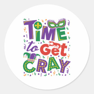 Tijd voor Cray Crawfish Mardi Gras Ronde Sticker