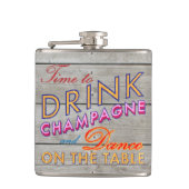 Tijd voor de Drink van Champagne Barn Board Heupfles (Voorkant)