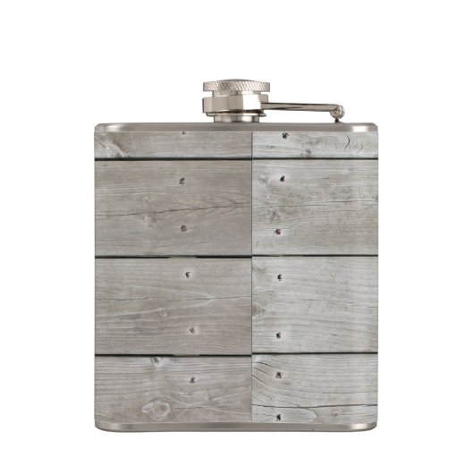 Tijd voor de Drink van Champagne Barn Board Heupfles (Achterkant)