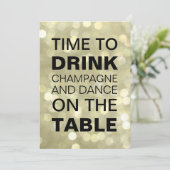 Tijd voor de Drink van Champagne Gold Birthday Inv Kaart (Staand voorkant)