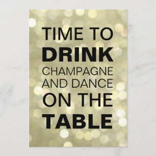 Tijd voor de Drink van Champagne Gold Birthday Inv Kaart