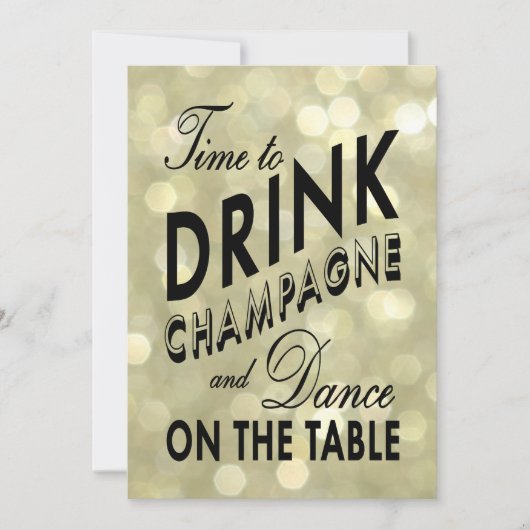 Tijd voor de Drink van Champagne in Gold Holiday I Kaart (Voorkant)