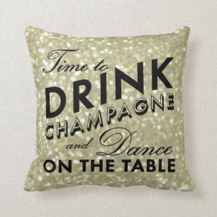 Tijd voor de Drink van Champagne Pillow in goud Kussen