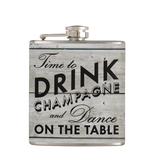 Tijd voor de Drink van Champagne Rustic Flask Heupfles (Voorkant)