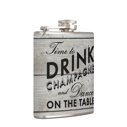 Tijd voor de Drink van Champagne Rustic Flask Heupfles (Rechts)