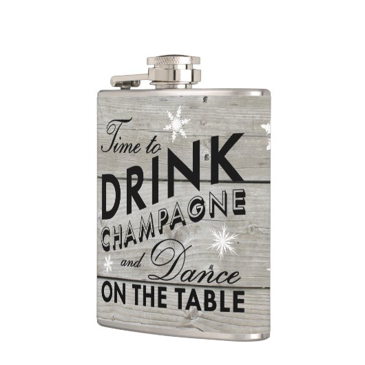 Tijd voor de Drink van Champagne Rustic Holiday Fl Heupfles (Links)