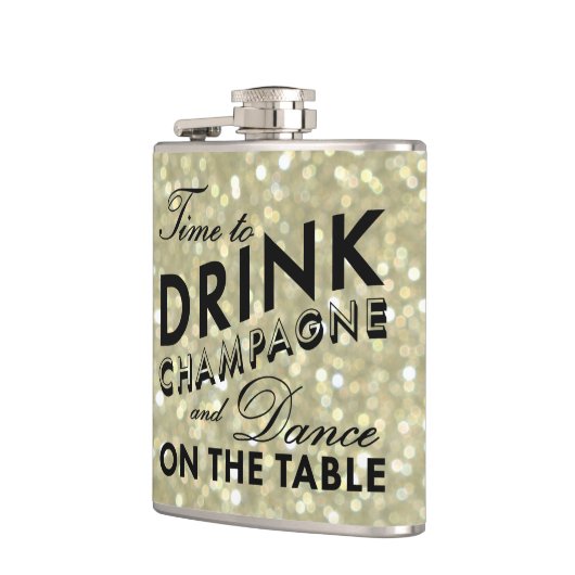 Tijd voor de Drink van Champagne Sparkly Gold Flas Heupfles (Links)