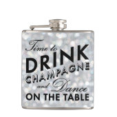 Tijd voor de Drink van Champagne Sparkly Silver Fl Heupfles (Voorkant)