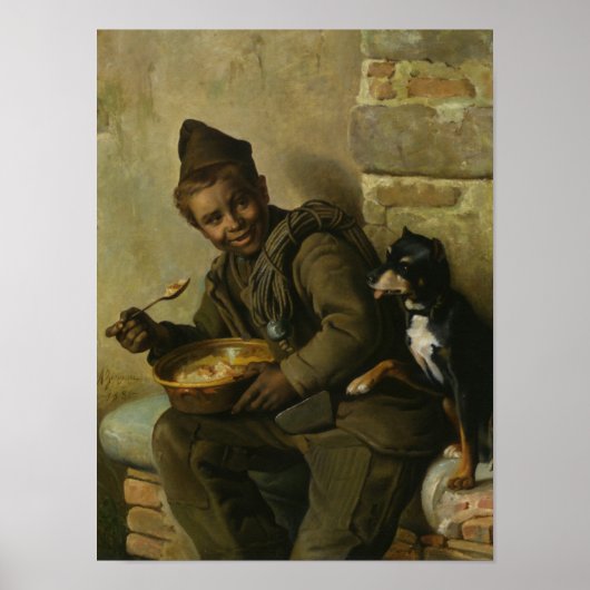 Tijd voor de maaltijd voor de schoorsteenveger poster (Voorkant)