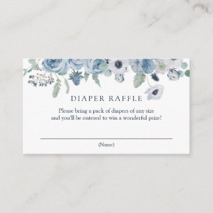 Tijd voor de Tea Blue Floral Diaper Raffle-kaart Informatiekaartje