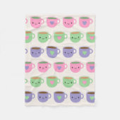 Tijd voor de Tea - Kawaii Cup in Tea Fleece Deken (Voorkant)