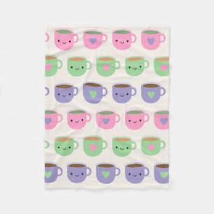 Tijd voor de Tea - Kawaii Cup in Tea Fleece Deken