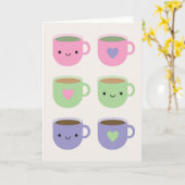 Tijd voor de Tea - Kawaii Cup in Tea Kaart (Gele Bloem)
