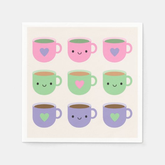 Tijd voor de Tea - Kawaii Cup in Tea Servet (Voorkant)