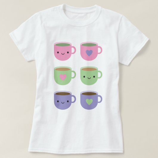 Tijd voor de Tea - Kawaii Cup in Tea T-shirt (Design voorkant)