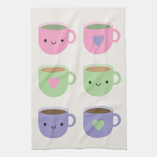 Tijd voor de Tea - Kawaii Cup in Tea Theedoek (Verticaal)
