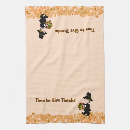 Tijd voor de Thanksgiving van Pilgrim Towels Theedoek (Verticaal)