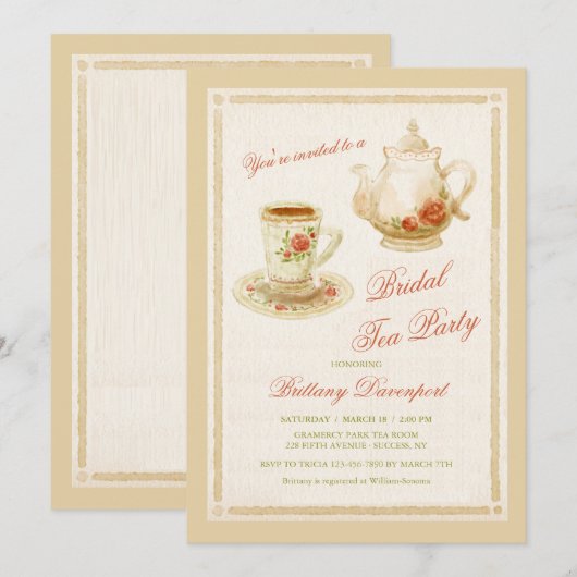 Tijd voor de uitnodiging voor Tea (Voorkant / Achterkant)
