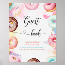 Tijd voor Donut Waterverf baby shower gast boek