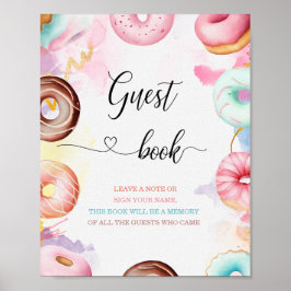 Tijd voor Donut Waterverf baby shower gast boek Poster