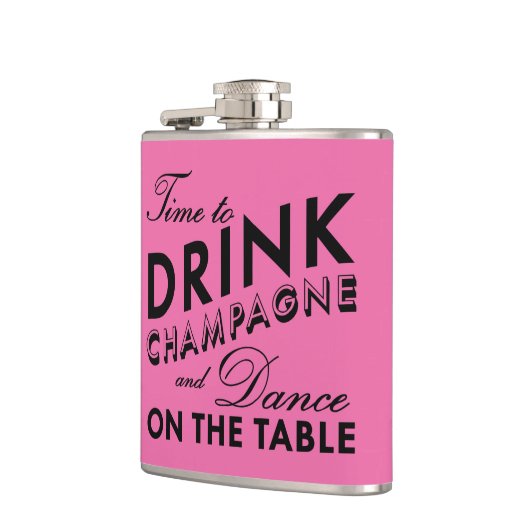 Tijd voor Drink Champagne Pink & Black Flask Heupfles (Links)