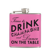 Tijd voor Drink Champagne Pink & Black Flask Heupfles (Voorkant)