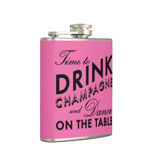 Tijd voor Drink Champagne Pink & Black Flask Heupfles (Rechts)