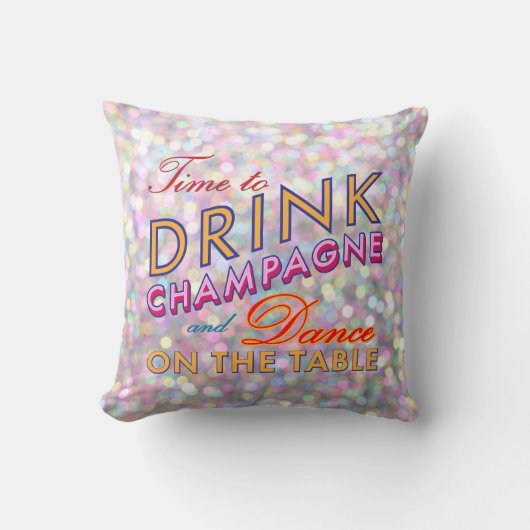 Tijd voor Drink Champagne Sparkly & Colorful Pillo Kussen (Voorkant)