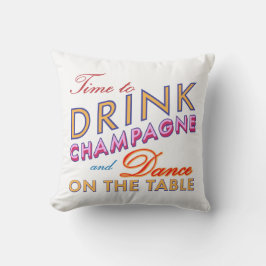 Tijd voor Drink Champagne White Outdoor Pillow Buitenkussen