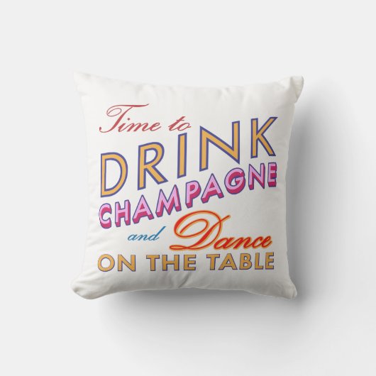 Tijd voor Drink Champagne White Outdoor Pillow Buitenkussen (Voorkant)