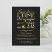 Tijd voor Drink van Champagne Black Gold Birthday  Kaart (Staand voorkant)