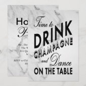 Tijd voor Drink van Champagne Holiday Invite (marm Kaart (Voorkant / Achterkant)