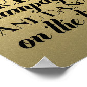 Tijd voor Drink van Champagne Quote Black Gold Wed Poster (Hoek)