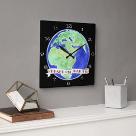 Tijd voor een andere vrede op aarde vierkante klok