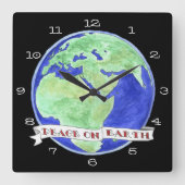 Tijd voor een andere vrede op aarde vierkante klok (Voorkant)