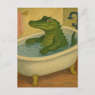 Tijd voor een bad voor de alligator briefkaart