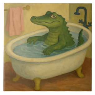 Tijd voor een bad voor de alligator tegeltje