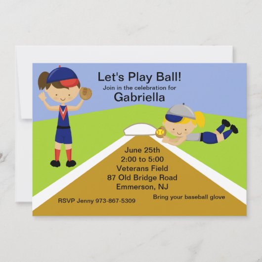 Tijd voor een bal! Softball Birthday Invitation Kaart (Voorkant)