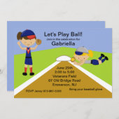 Tijd voor een bal! Softball Birthday Invitation Kaart (Voorkant / Achterkant)