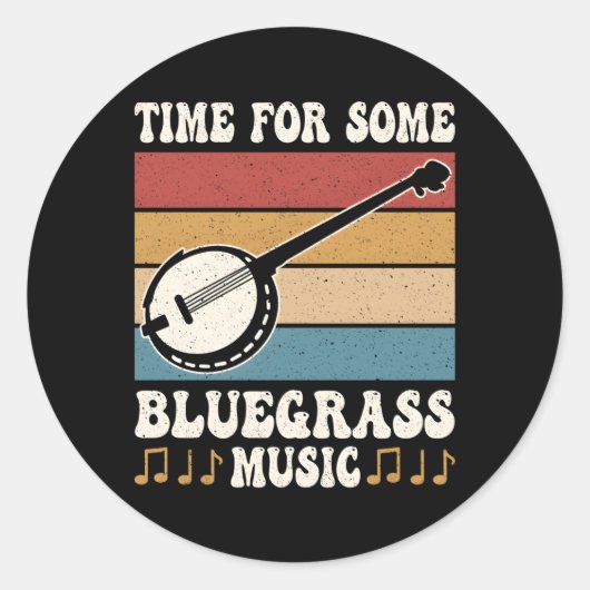Tijd voor een bluegrass muziek banjo speler ronde sticker (Voorkant)