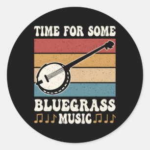 Tijd voor een bluegrass muziek banjo speler ronde sticker
