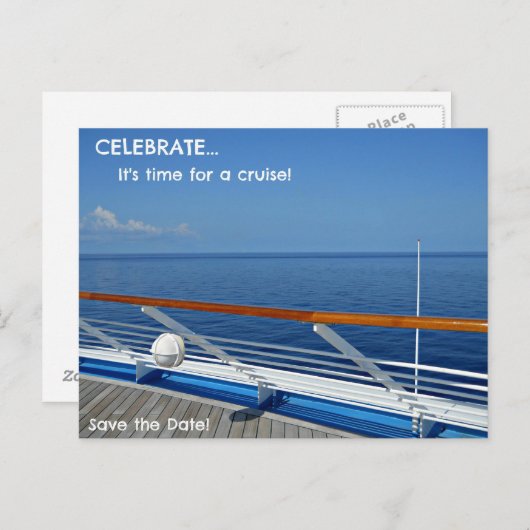 Tijd voor een cruise: save the date aankondigingskaart (Voorkant / Achterkant)