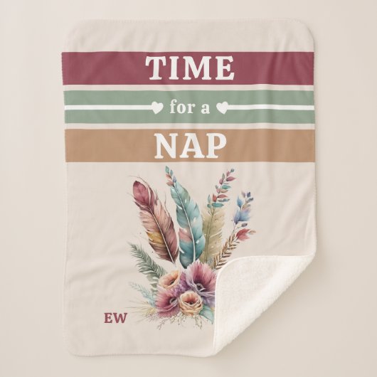 Tijd voor een dutje initialen bloemen toevoegen sherpa deken (Voorkant)