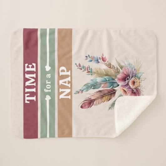 Tijd voor een dutje initialen bloemen toevoegen sherpa deken (Voorkant (horizontaal))