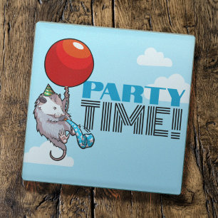 TIJD VOOR EEN FEESTJE! Feest Possum Grappige Zweve Glazen Onderzetter